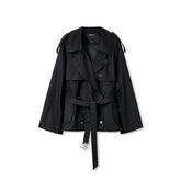 Draped Shoulder Oversize Trench Coat - CHINASQUAD