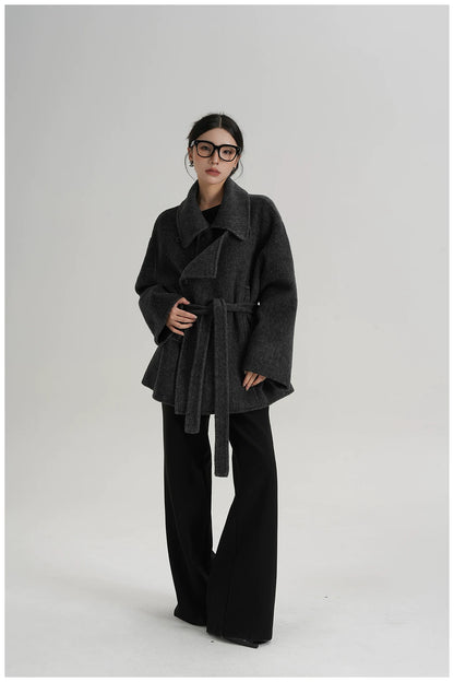 Tie-Detail Patchwork Double-Faced Wool Jacket