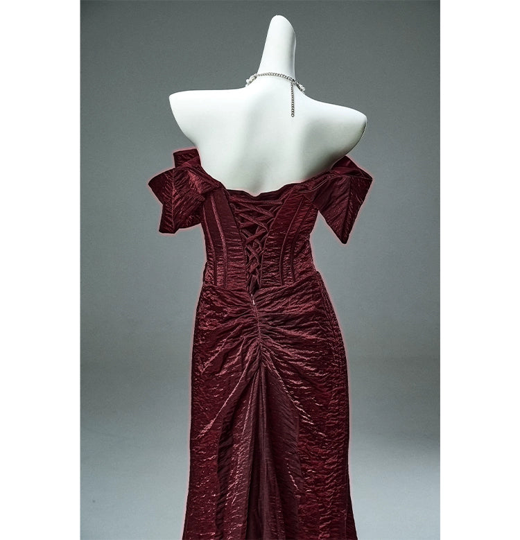 Exquisite Burgundy Couture Gown