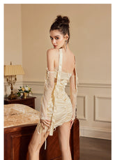 Satin Lace Slim Dress - CHINASQUAD