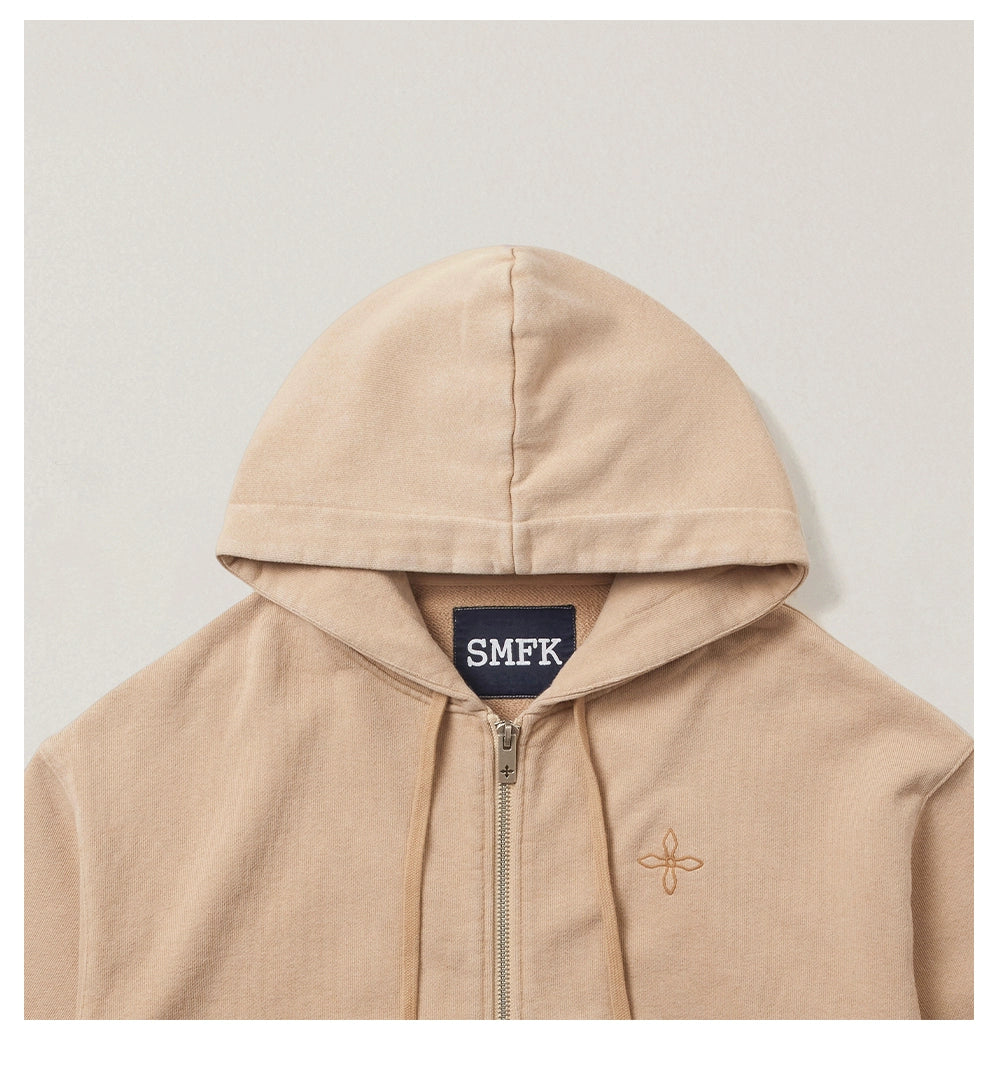 Cross Emblem Oversized Zip-up Hoodie