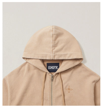Cross Emblem Oversized Zip-up Hoodie