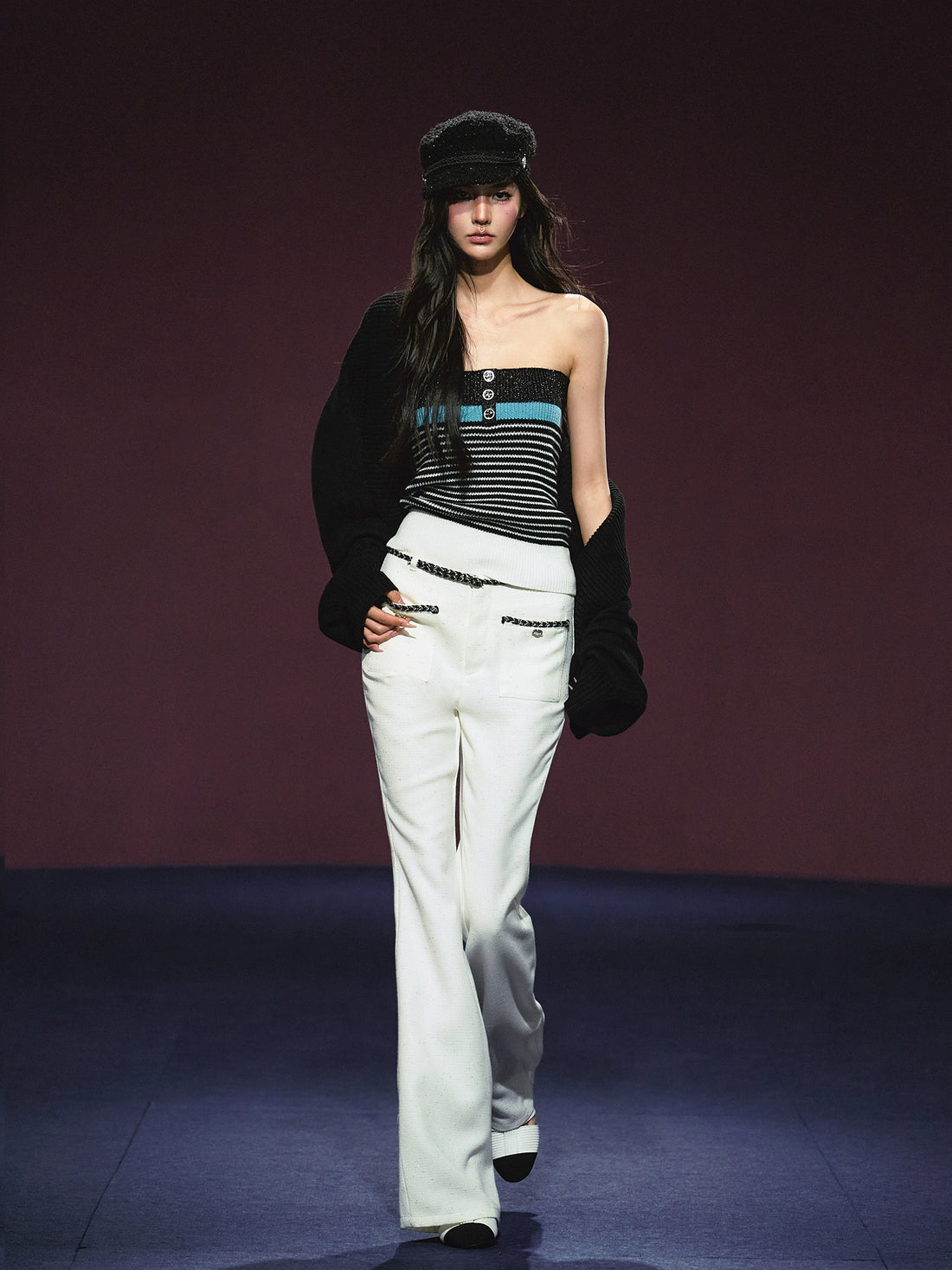 Tweed Color-Block Slightly Flared Trousers - CHINASQUAD