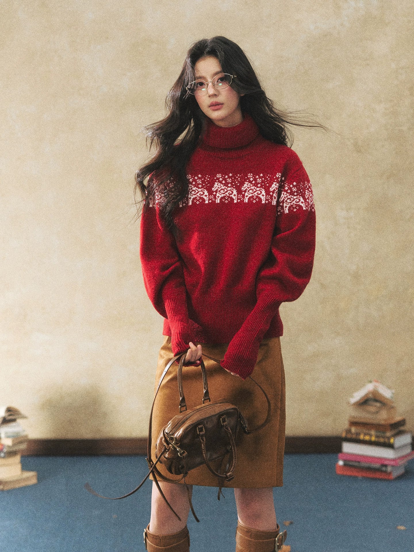 Vintage Faux Suede Midi Skirt