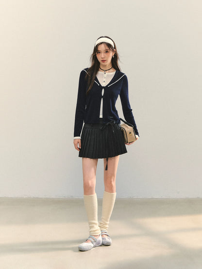Lace Strap Pleated Skirt