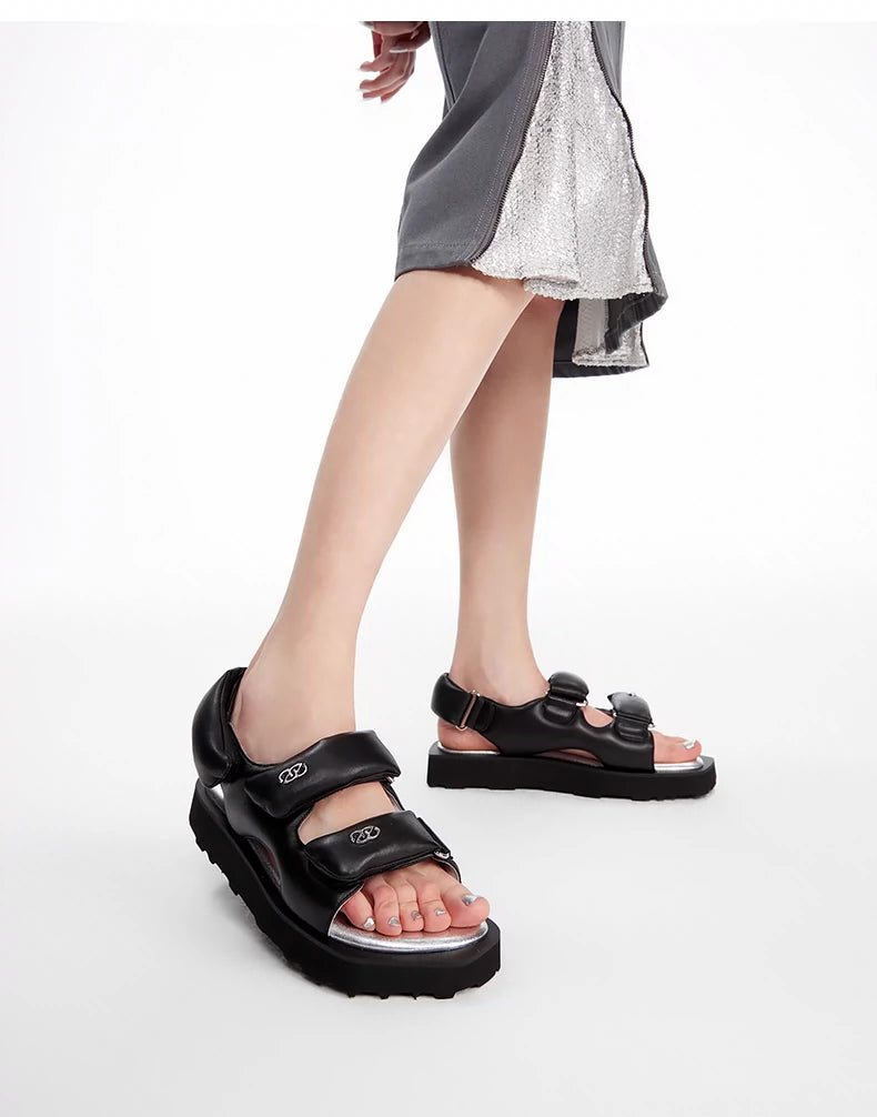 Thick-soled Double-strap Sandals - CHINASQUAD