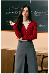 Red Knitted Short Cardigan - CHINASQUAD