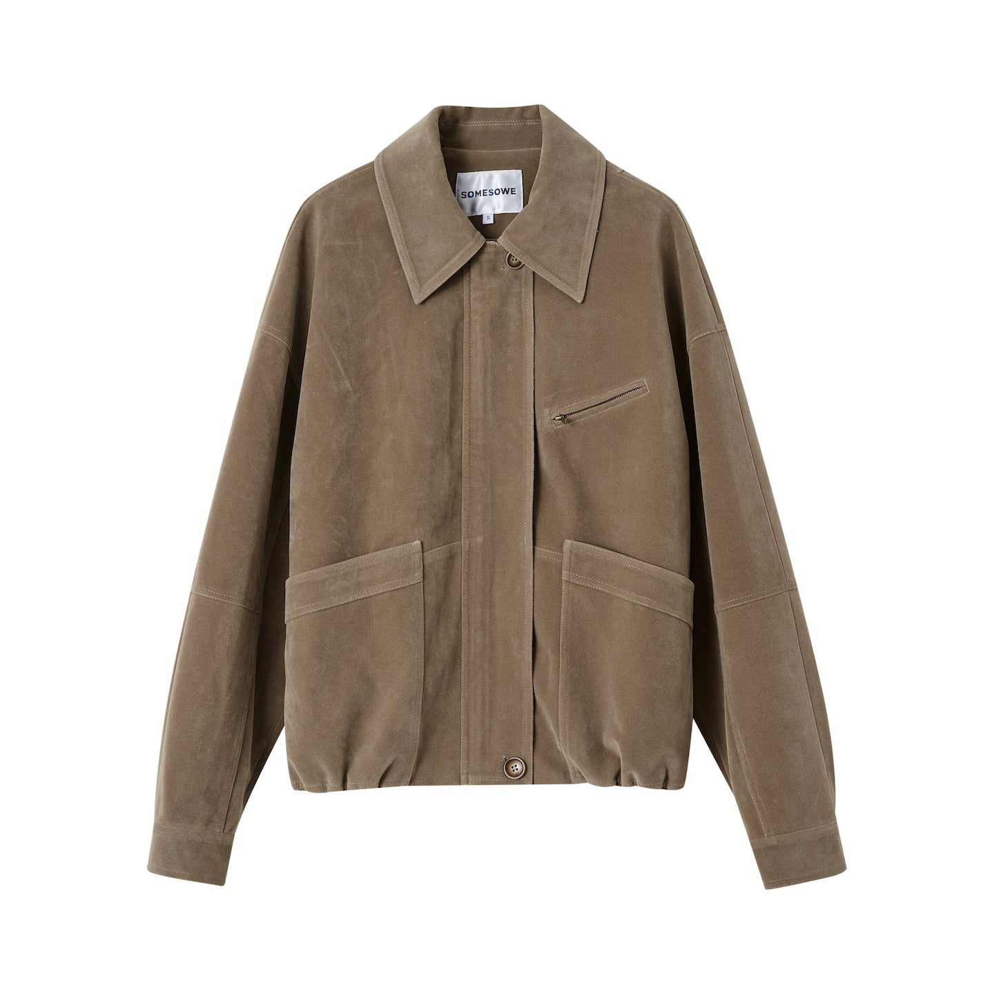 Suede Fog-Effect Oversized Jacket