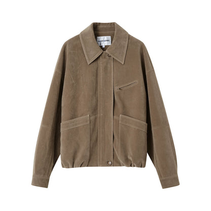Suede Fog-Effect Oversized Jacket