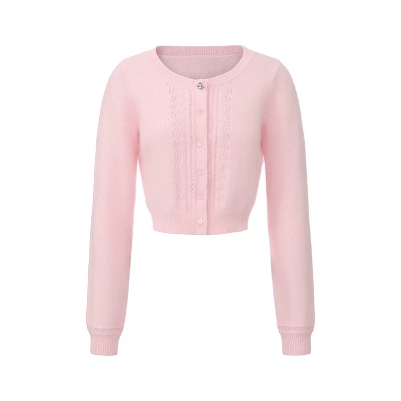 Vintage Soft Brushed Rabbit Hair Knit Cardigan