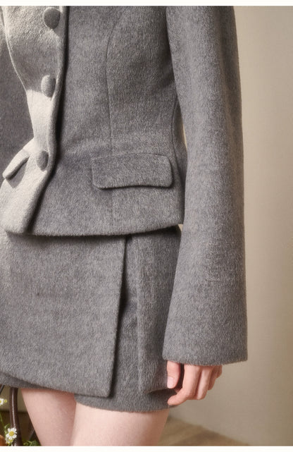 Cosagach Woolen Chic Jacket &amp; Shorts Set