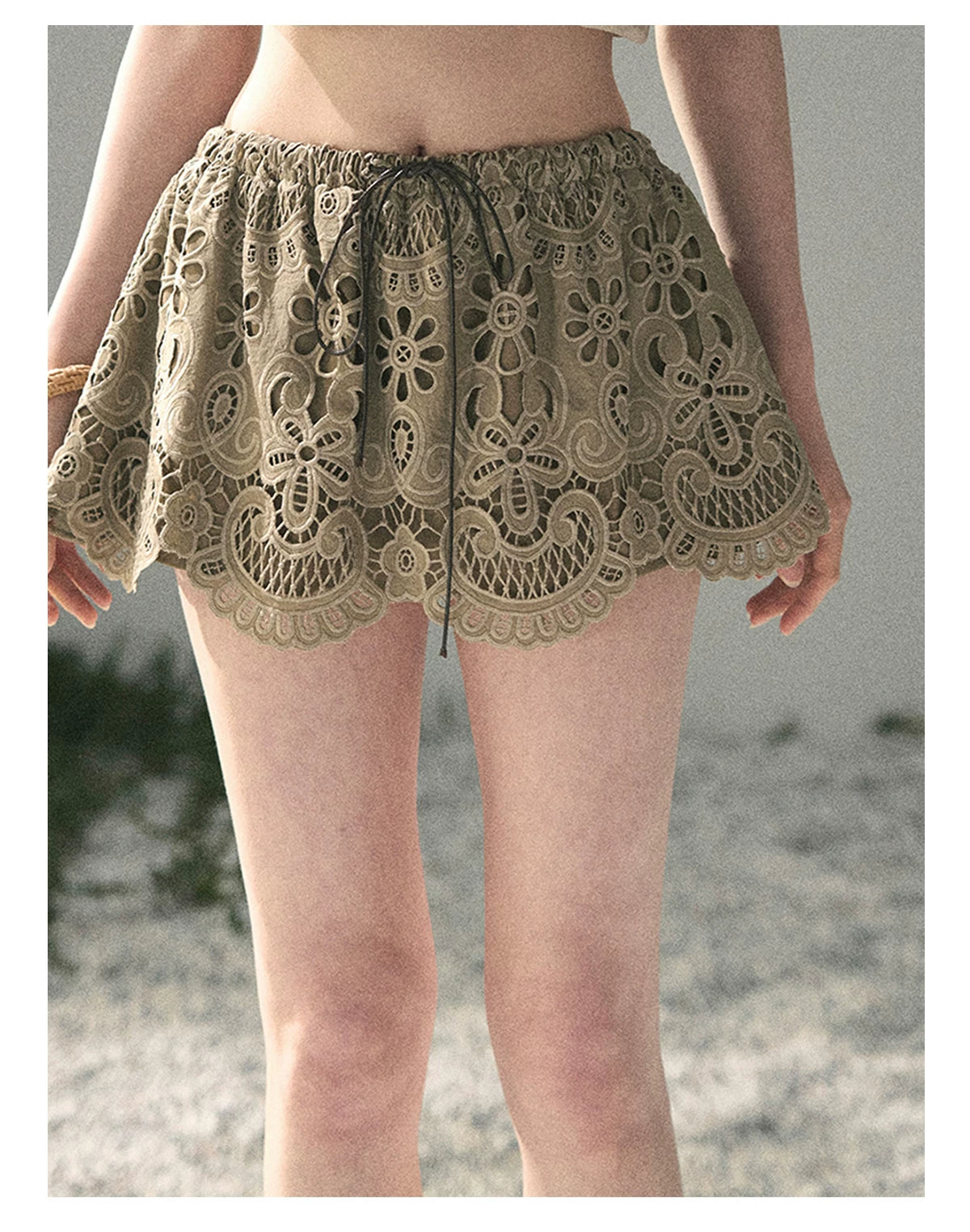 “Lost in Your Embrace” French Floral Cutwork Bubble Mini Skirt