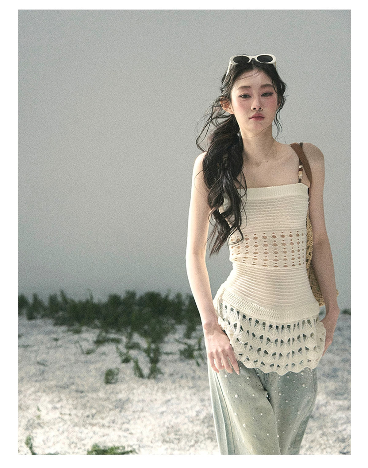“The Space Between” Open-Shoulder Knit Camisole