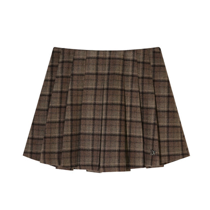 Vintage Red Plaid Wool-Blend Mini Skirt