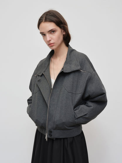 Detachable Fur Collar Knit Zip-Up Jacket