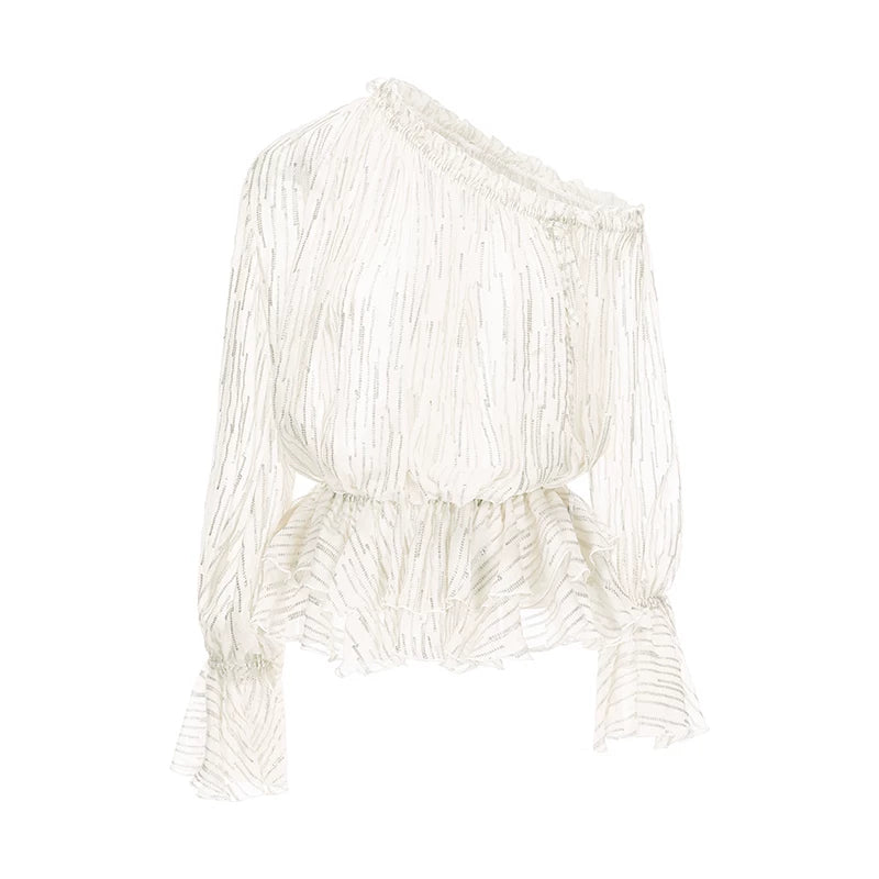Silk Ruffled Luminous Two-Piece Set