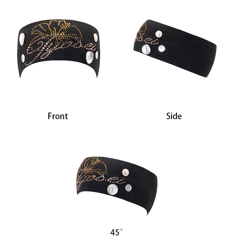 Shell Embellished Stretch Ribbed Headband