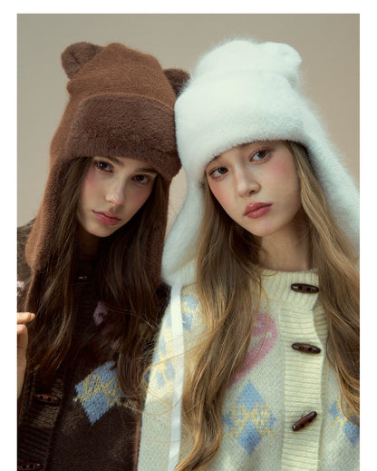 Teddy Earflap Angora-Blend Plush Hat