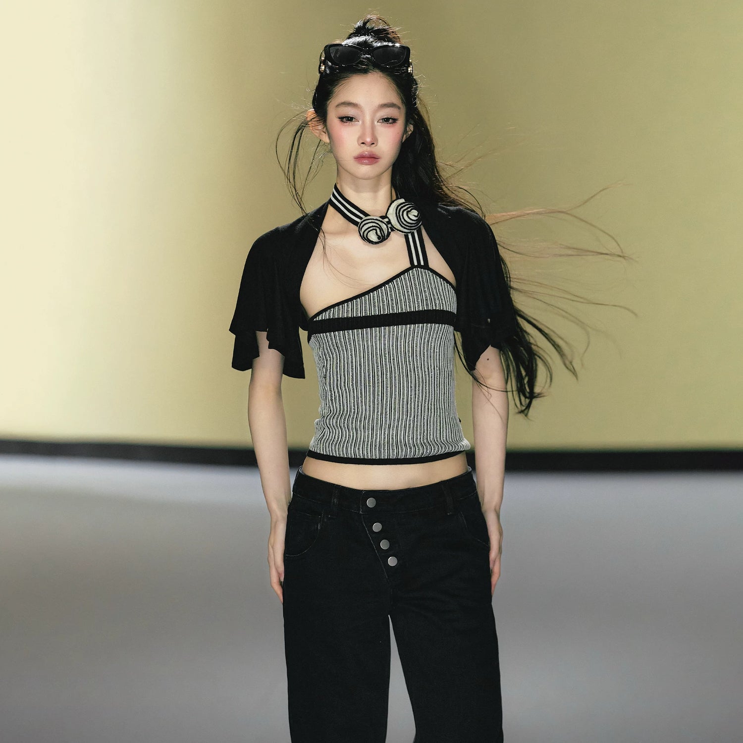 Rose Halterneck Tweed Cami &amp; Ballet Shrug Two-Piece Set