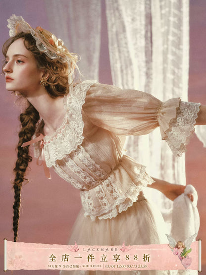 Liberty Letter French Lace Peter Pan Collar Shirt