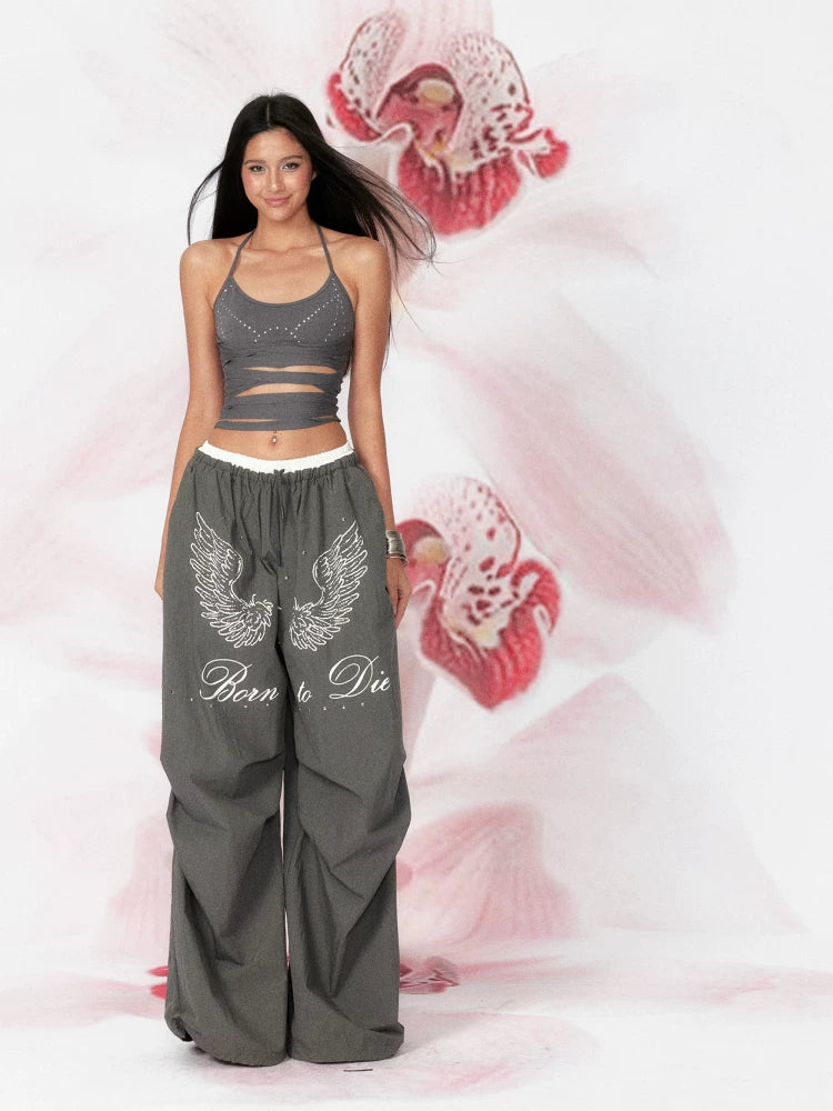 Cotton Cut-Out Rhinestone Halter Knit Cami Top