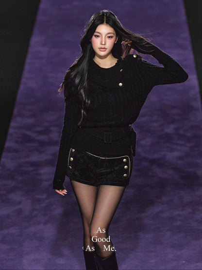 High-Density Corduroy Double-Breasted Slim Shorts