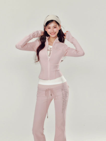 Pink Luxe Yoga Tracksuit Set