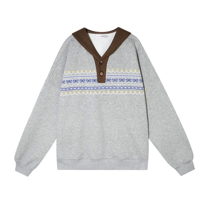 Contrast Patchwork Hooded Fleece Sweatshirt