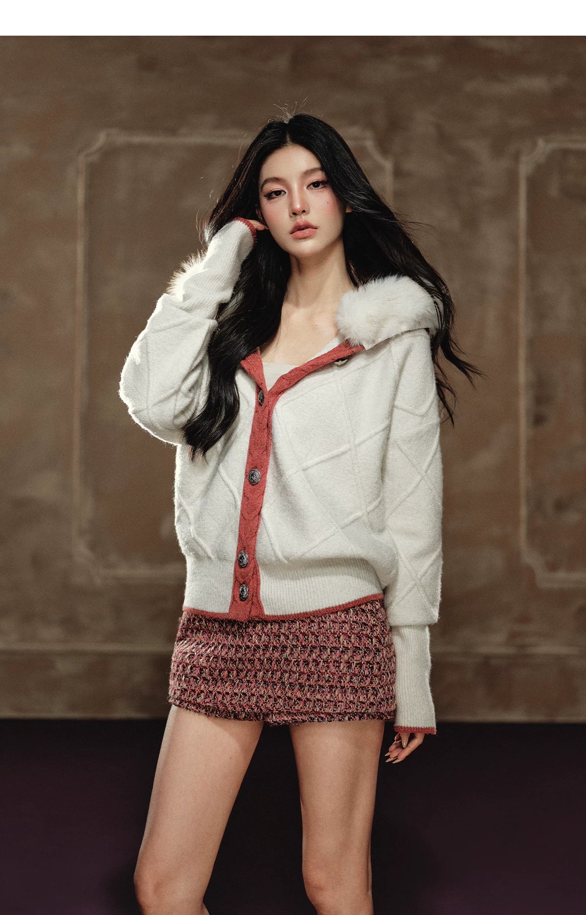 Tweed-Style A-Line Mini Skirt