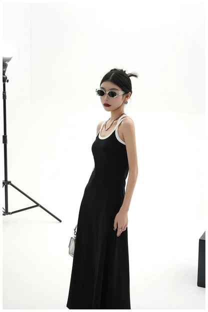 American Street-Style Slim-Fit Camisole Maxi Dress