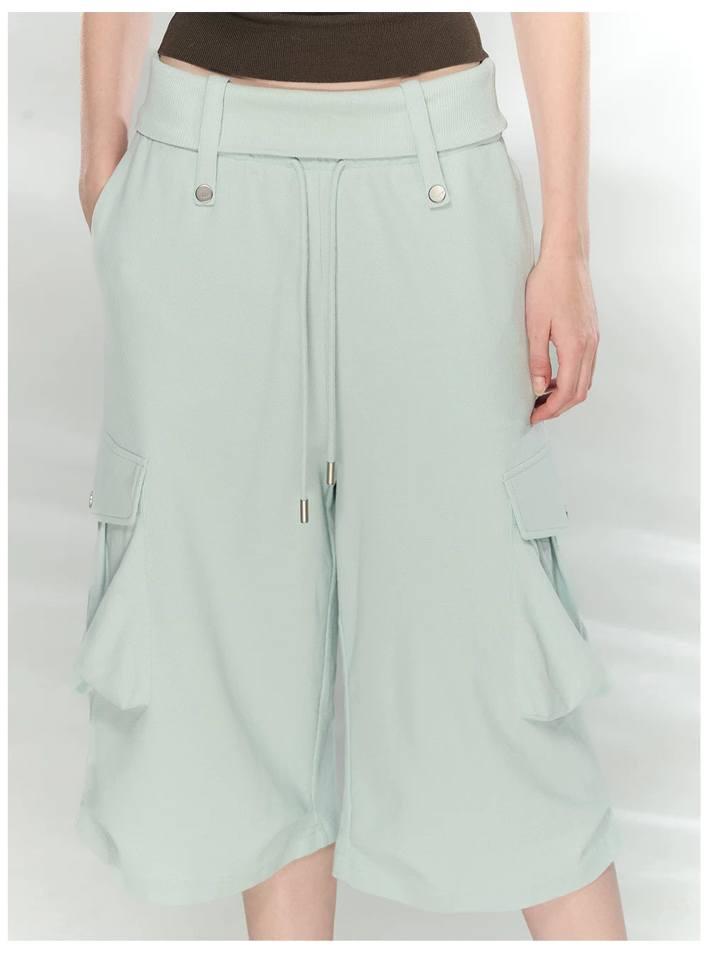 Waffle Knit Cargo Cropped Trousers