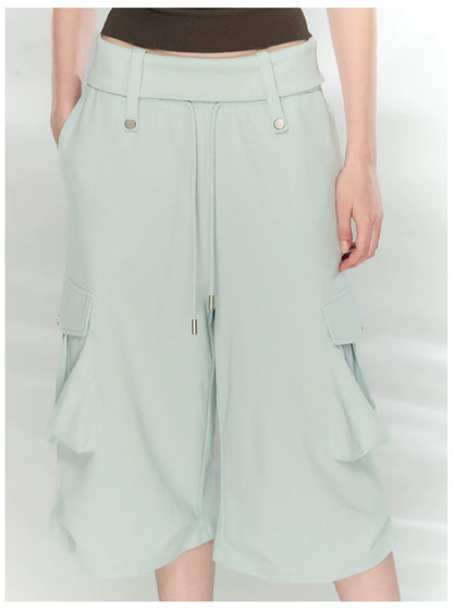 Waffle Knit Cargo Cropped Trousers