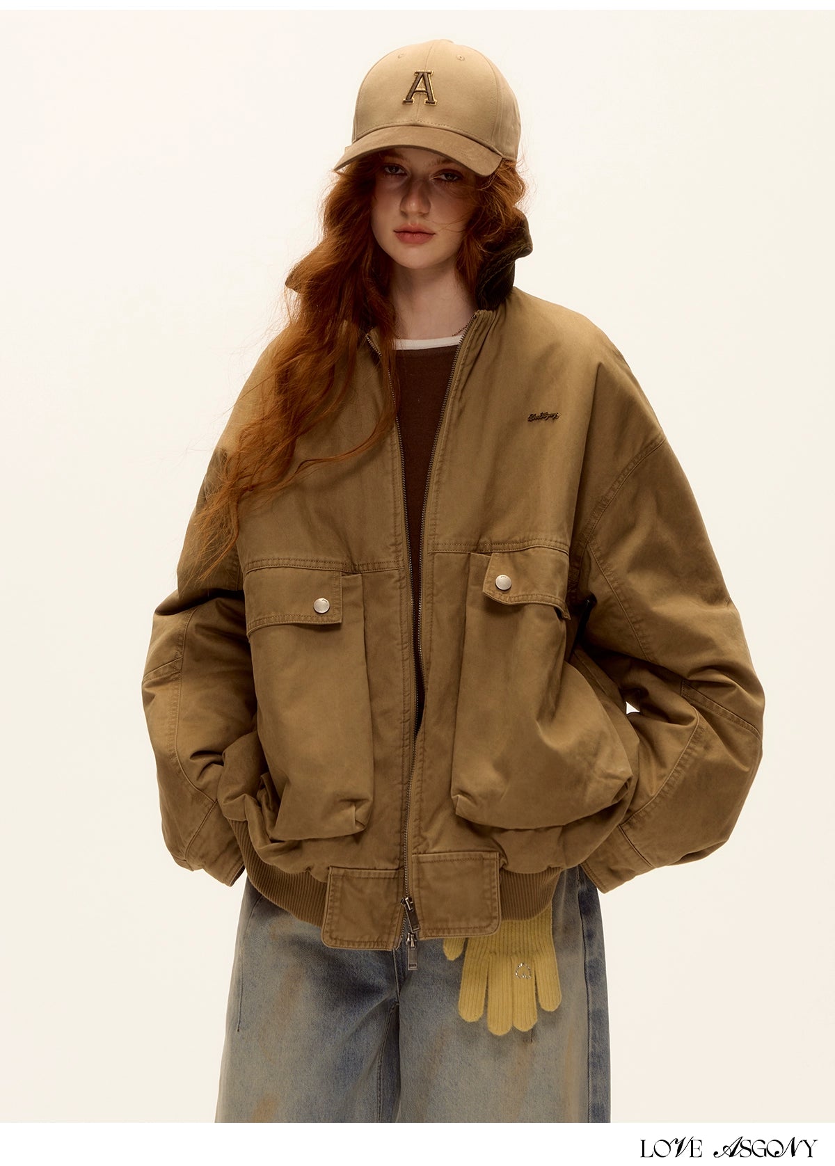 Asgony Retro Contrast Lettering Baseball Cap