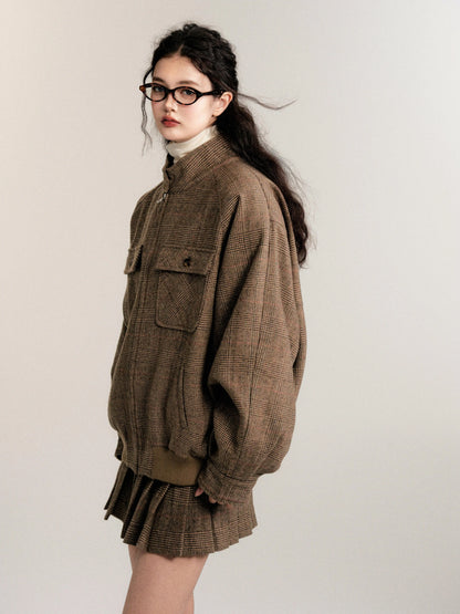 Vintage Collegiate Wool Jacket &amp; Mini Skirt Set