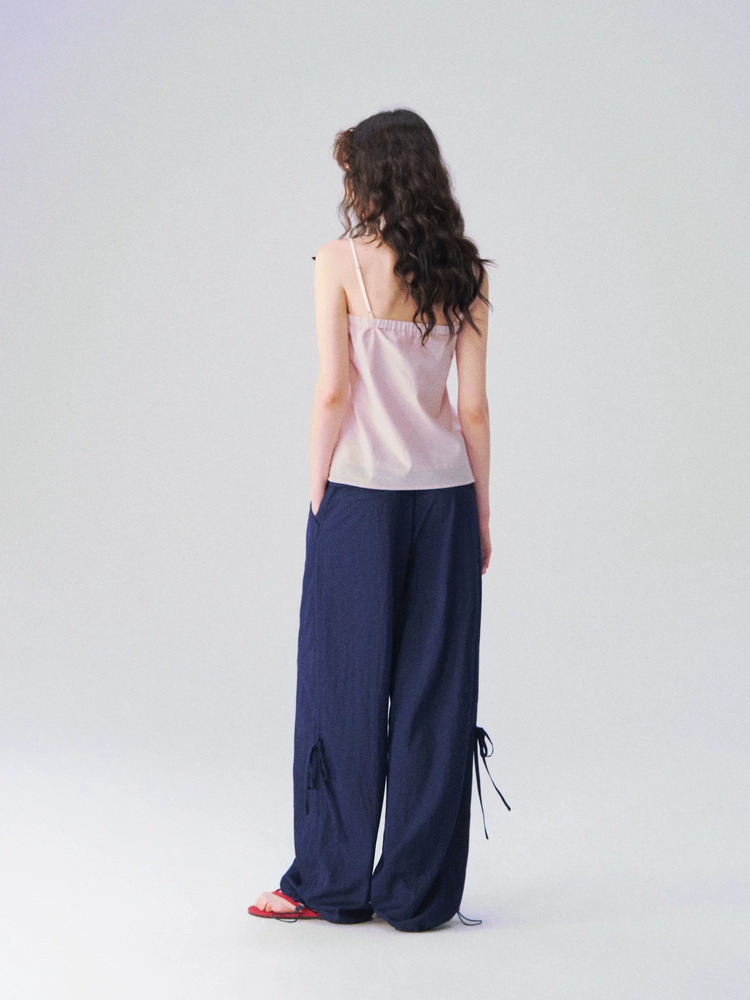Relaxed Bubble-Waist Wide-Leg Trousers