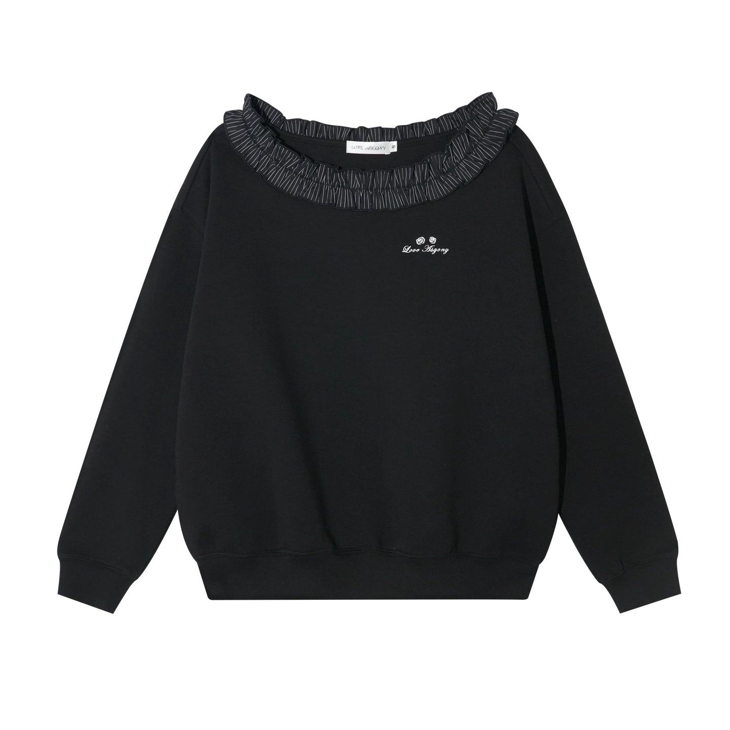 Stripe Ruffled Off-shoulder Sweatshirt