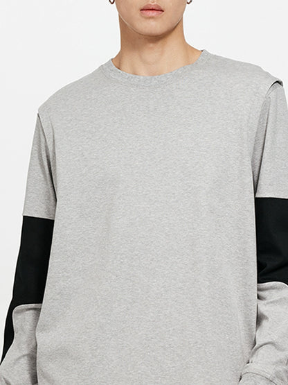 2-in-1 Color Block Spliced Long Sleeve T-Shirt - CHINASQUAD