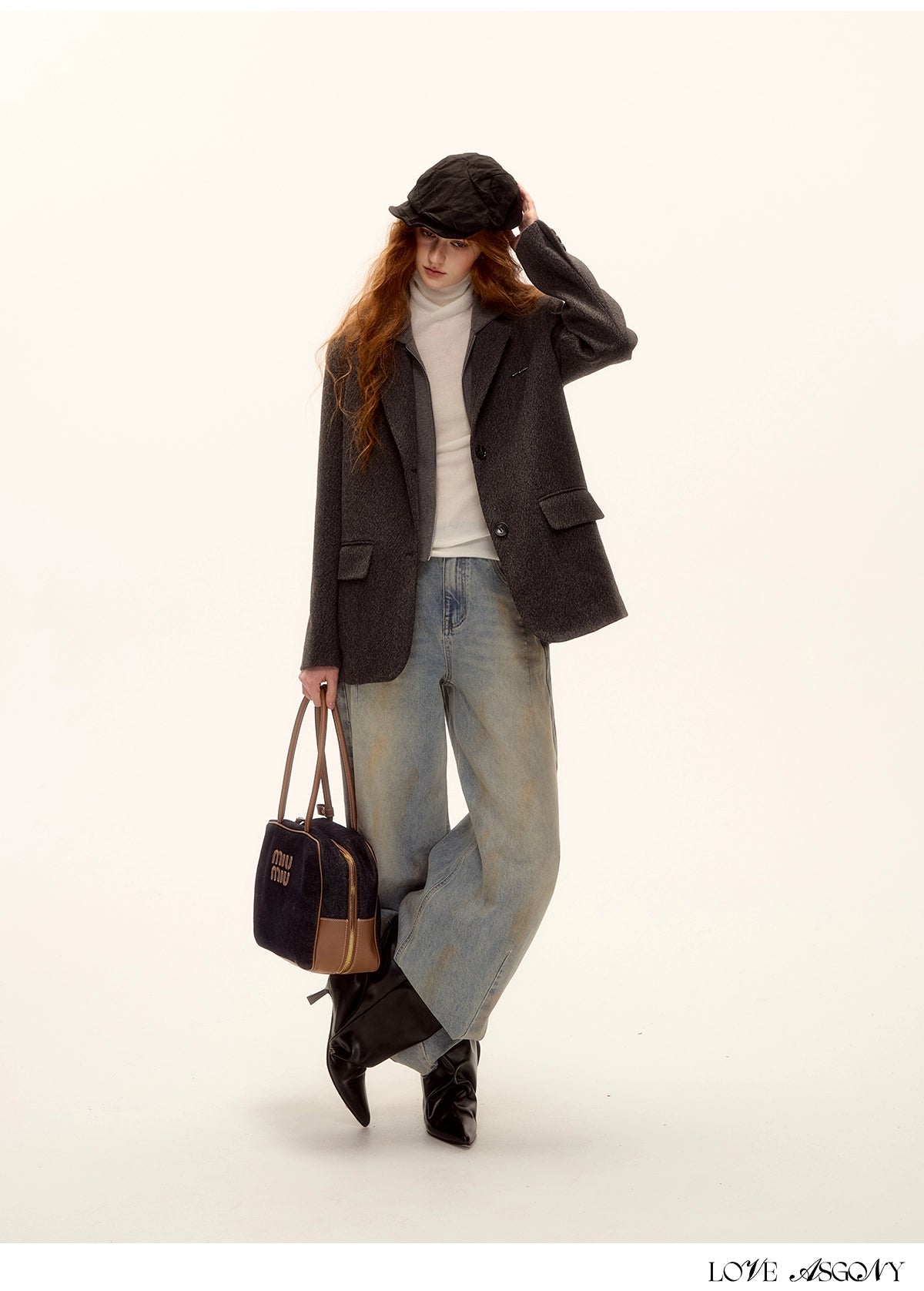 Vintage Washed Distressed Wide-Leg Denim Pants