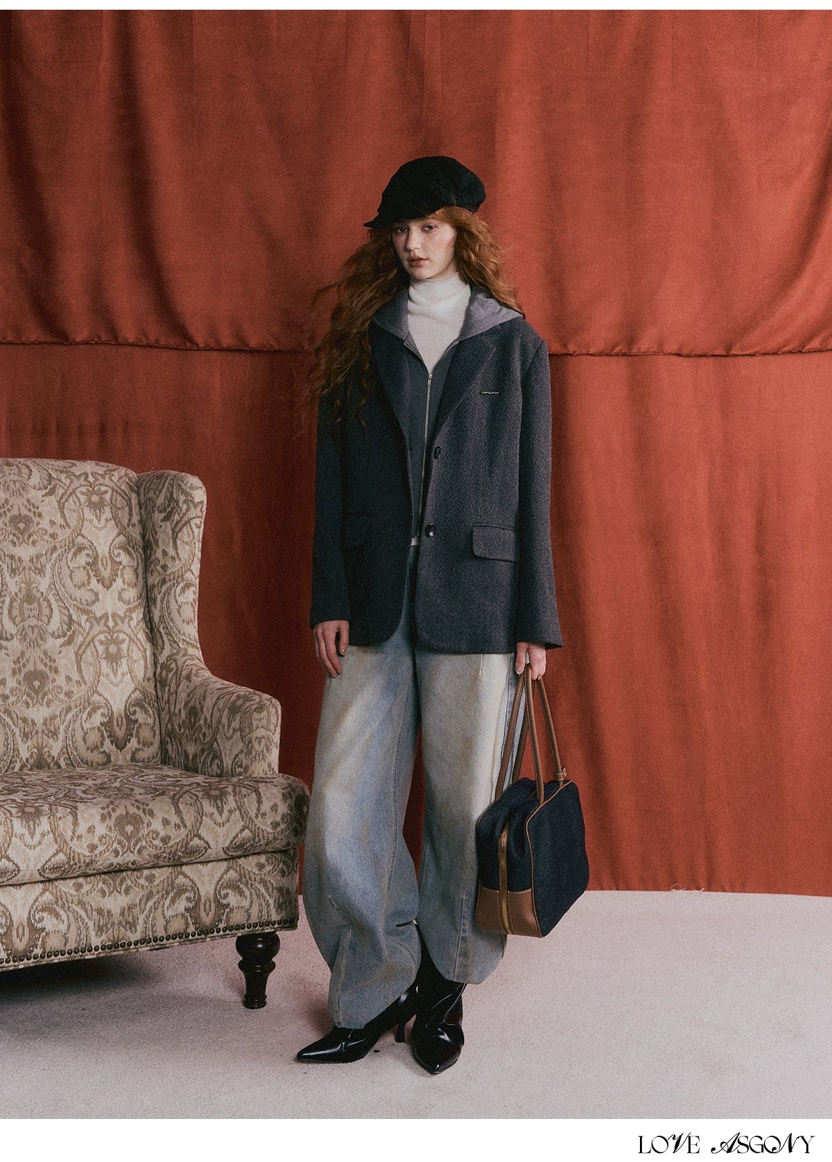 Grey Layered Wool-Blend Hoodie Blazer