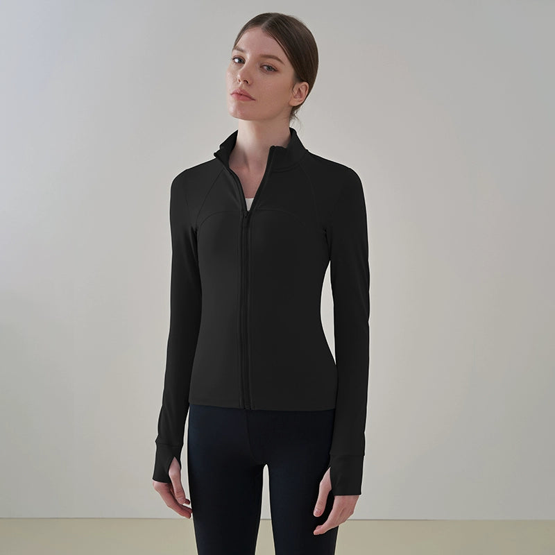 High-neck Fleece-lined Yoga Jacket