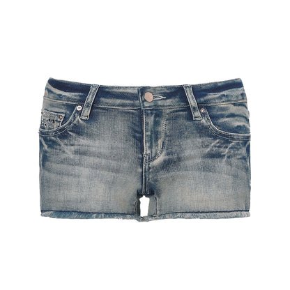 High-Waisted Embellished Denim Shorts