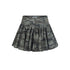 Patchwork Frayed Pleated Mini Skirt - CHINASQUAD