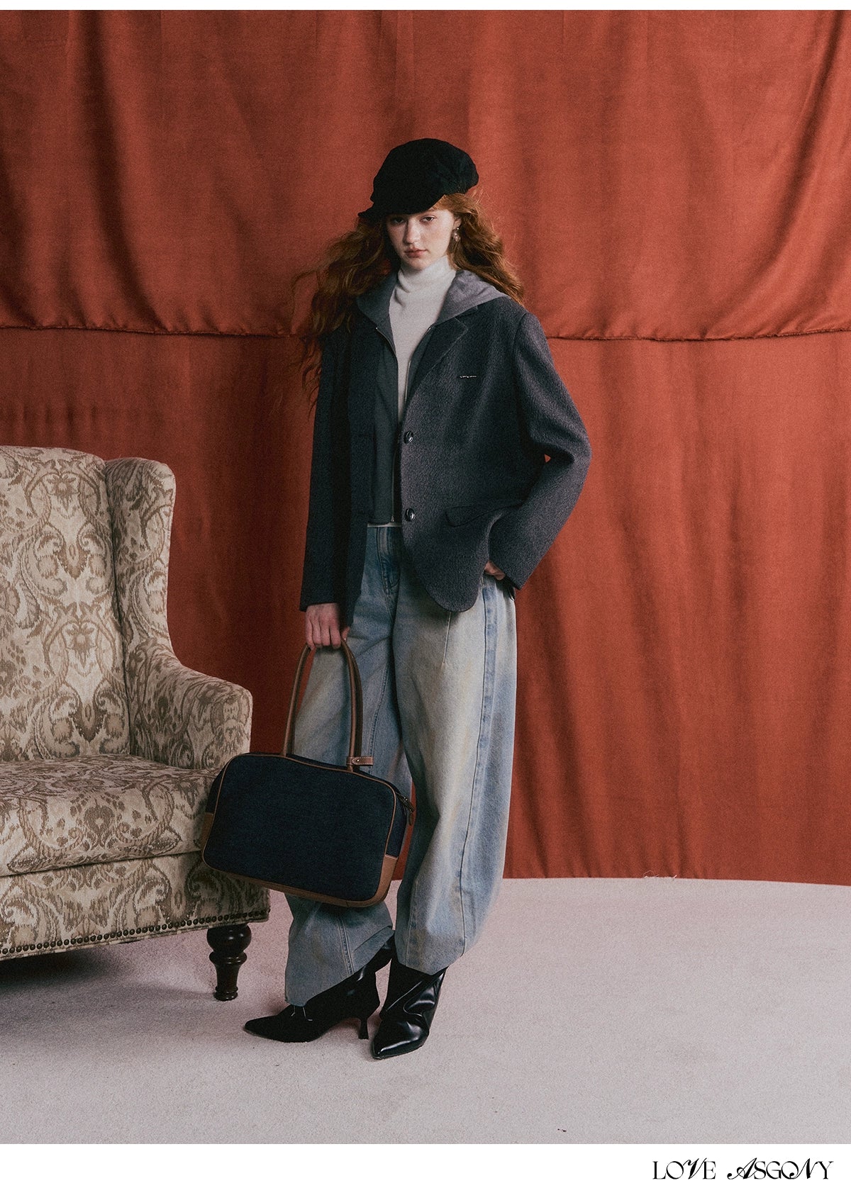 Grey Layered Wool-Blend Hoodie Blazer