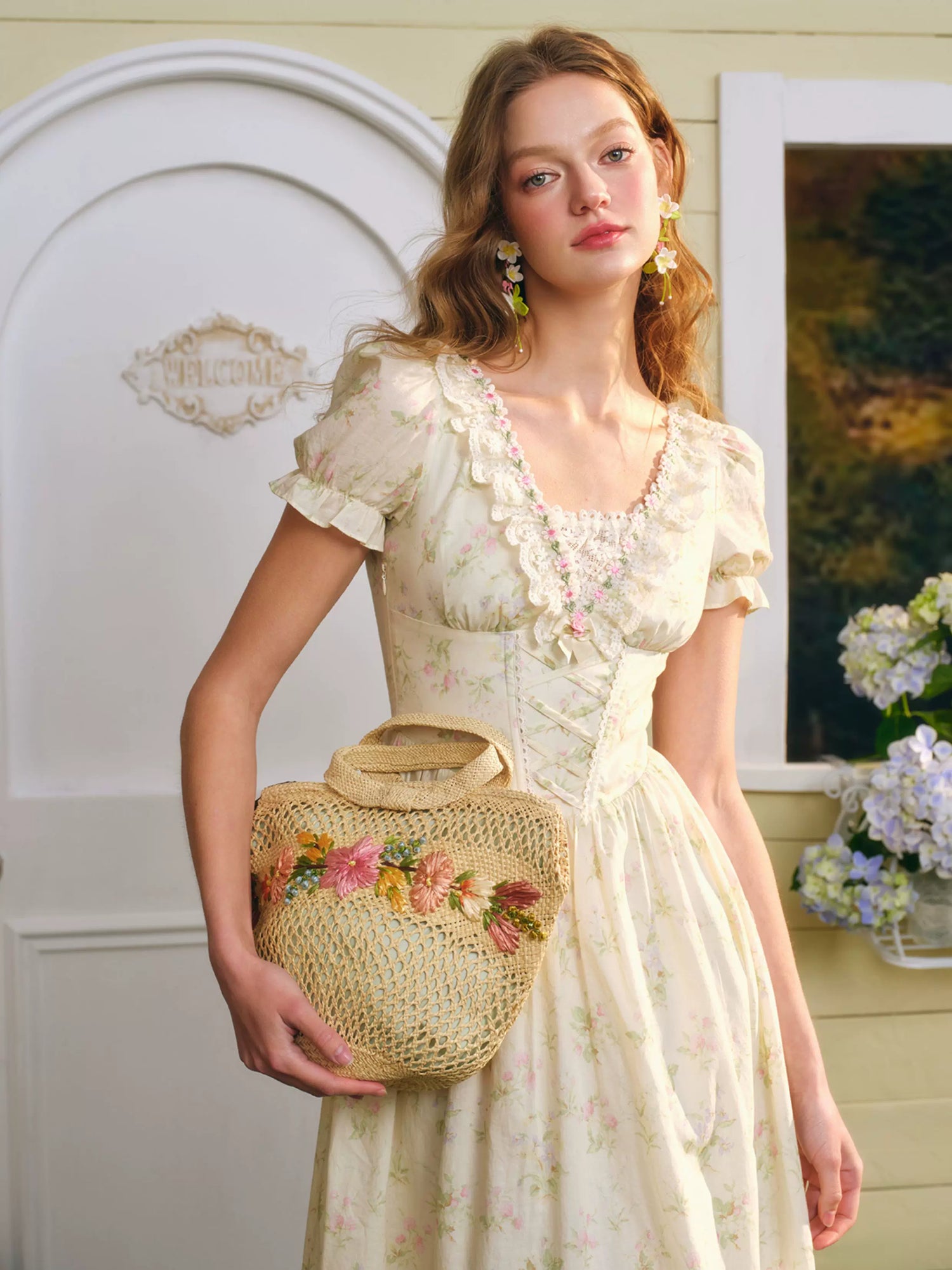 Garden Tea Party Corset Floral Maxi Dress