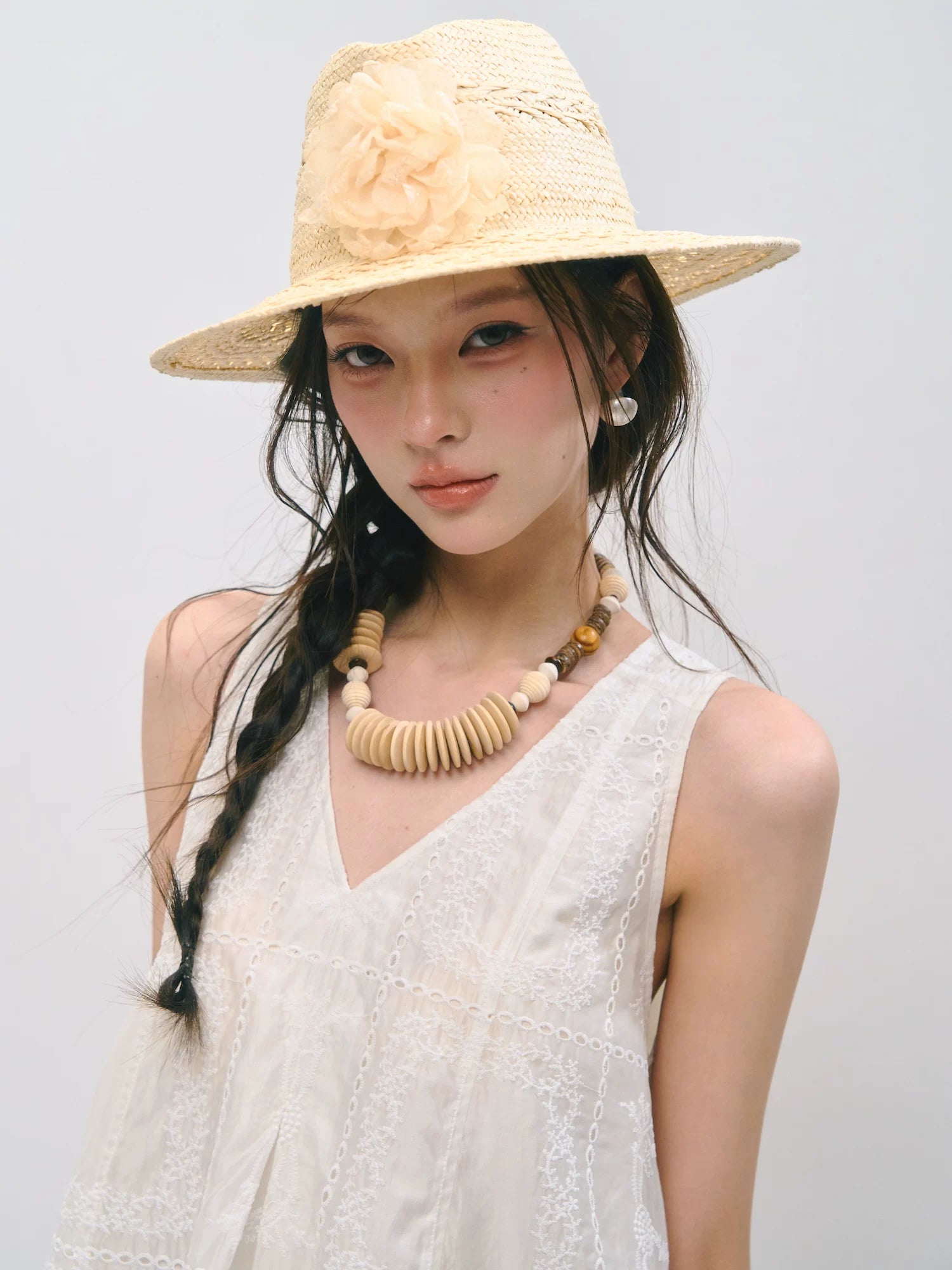 Embroidered Ruffle Trim Sleeveless Dress