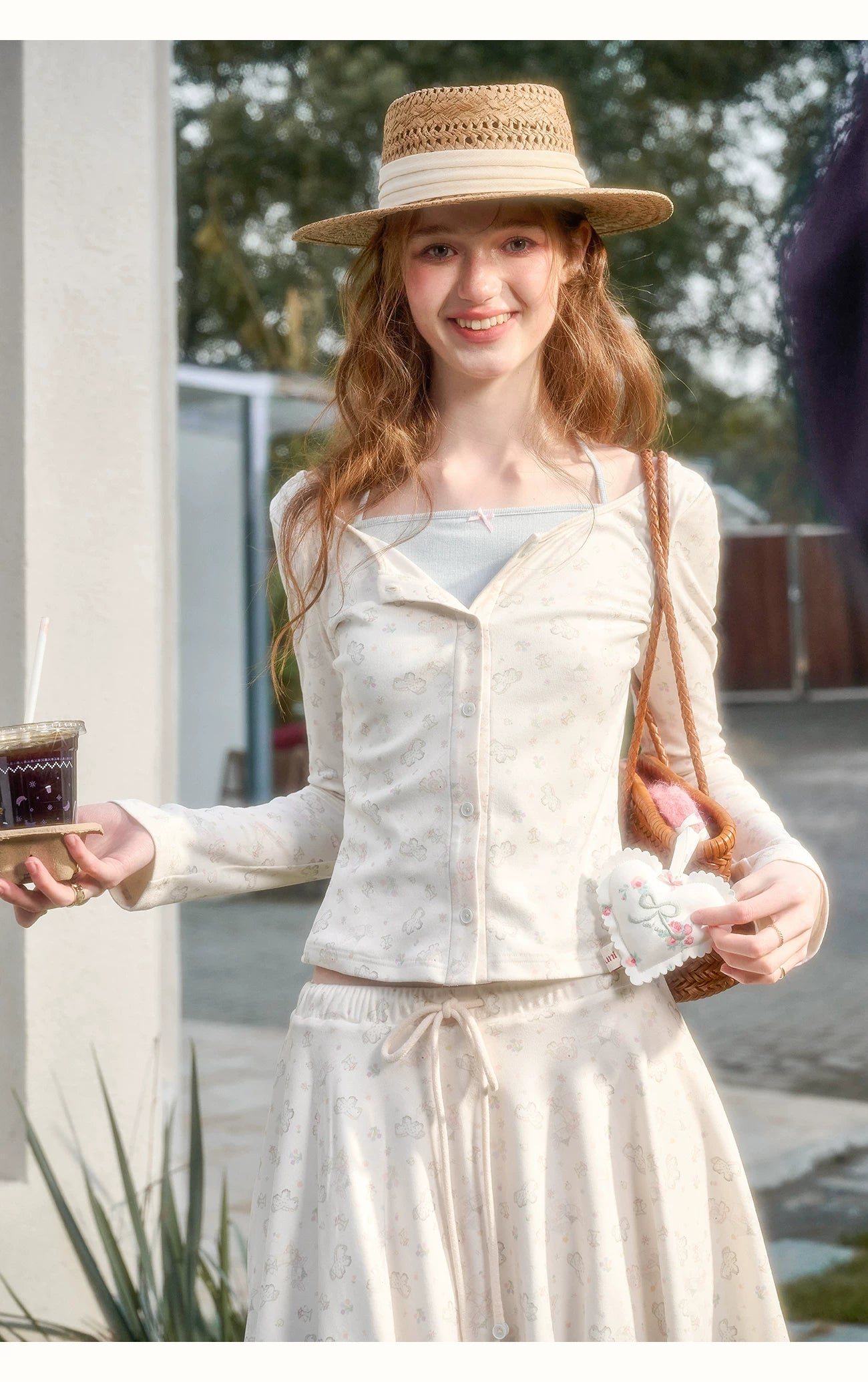 Amusement Park Printed Cardigan &amp; Skirt Set