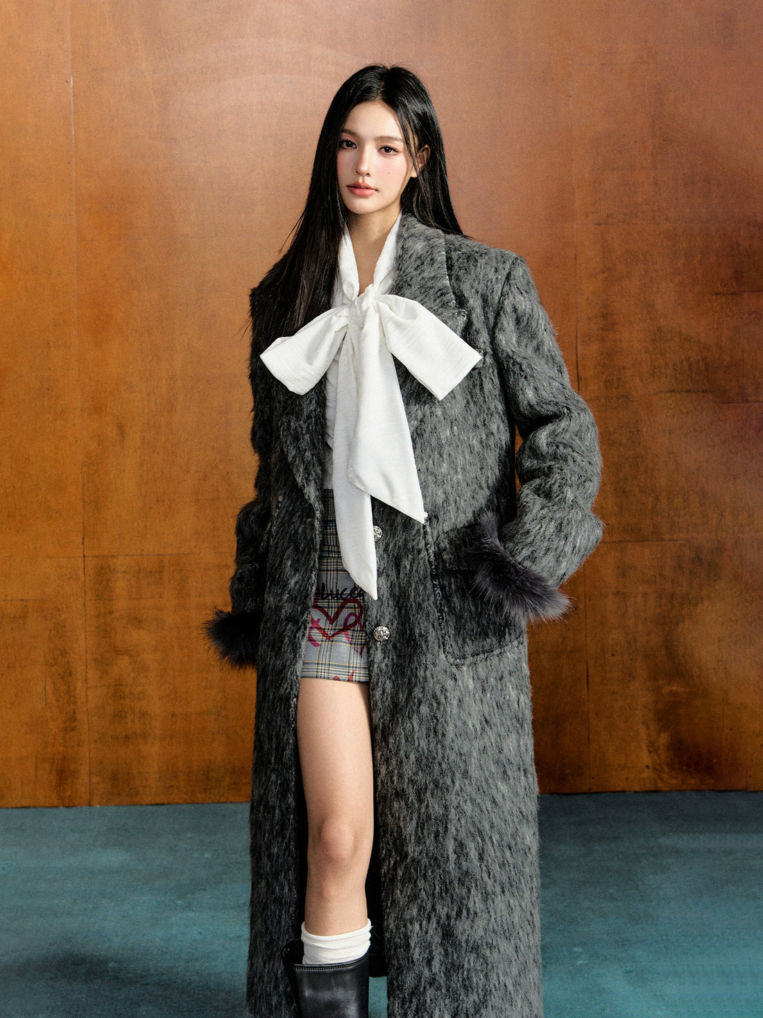 Detachable Fur Collar Wool Coat - CHINASQUAD