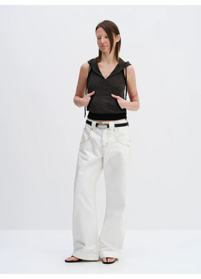 Cool-Tone Leopard Hooded Sleeveless Hoodie