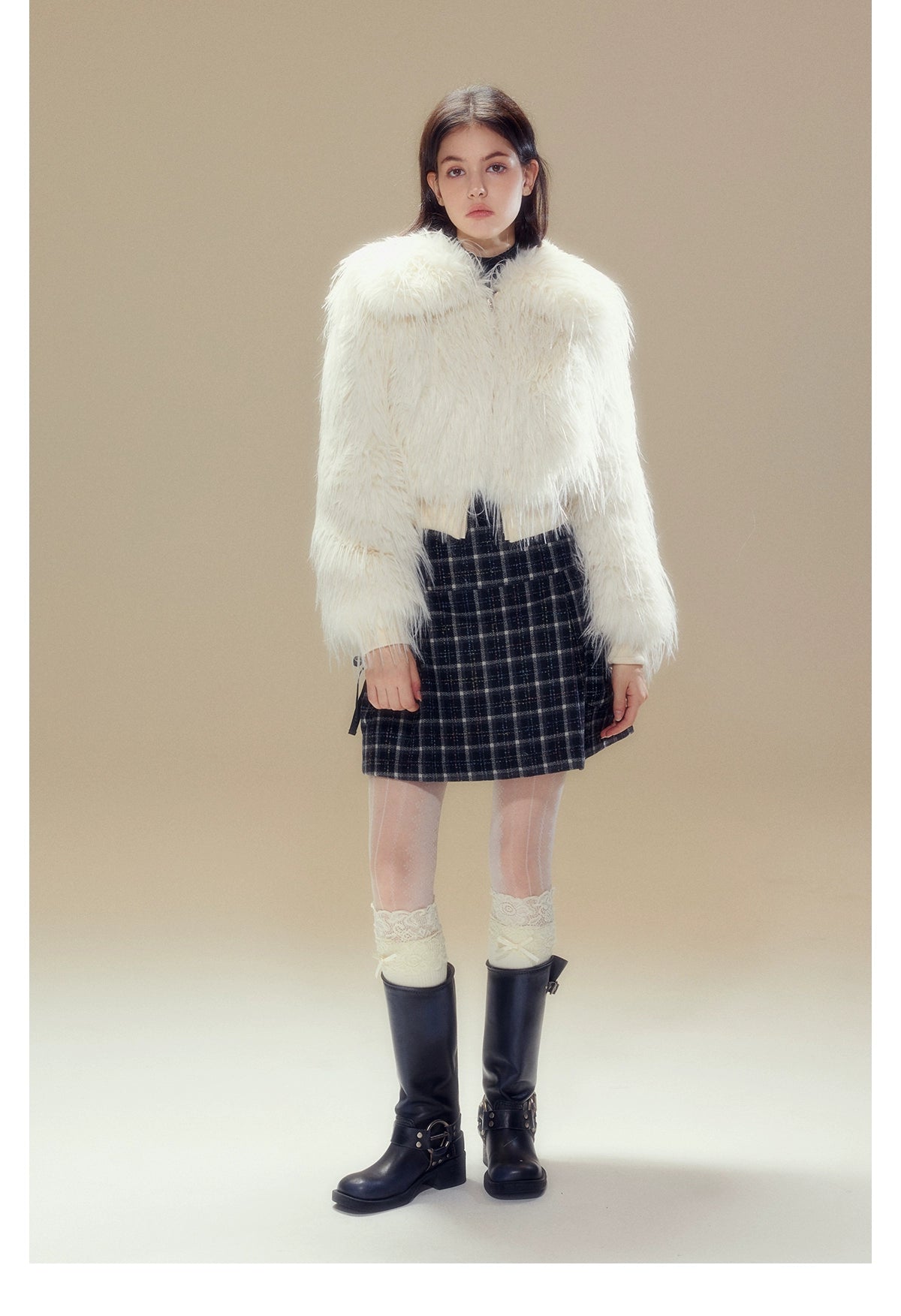 White Turn-down CollarFaux Shearling Coat - CHINASQUAD