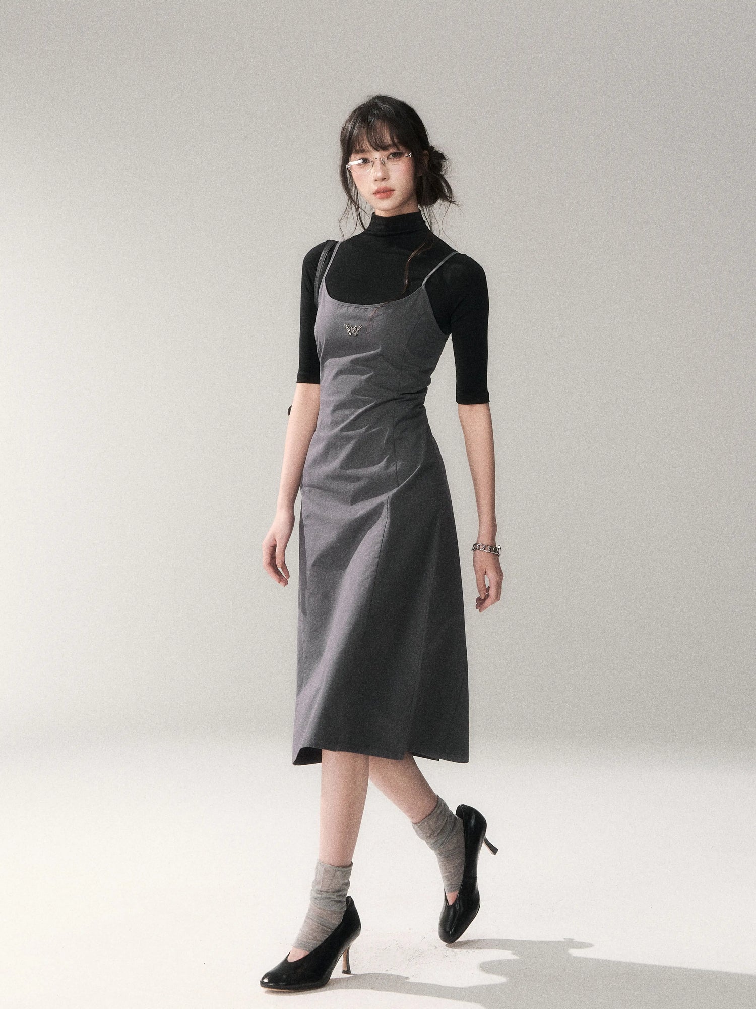 Minimalist Cotton A-Line Slip Midi Dress